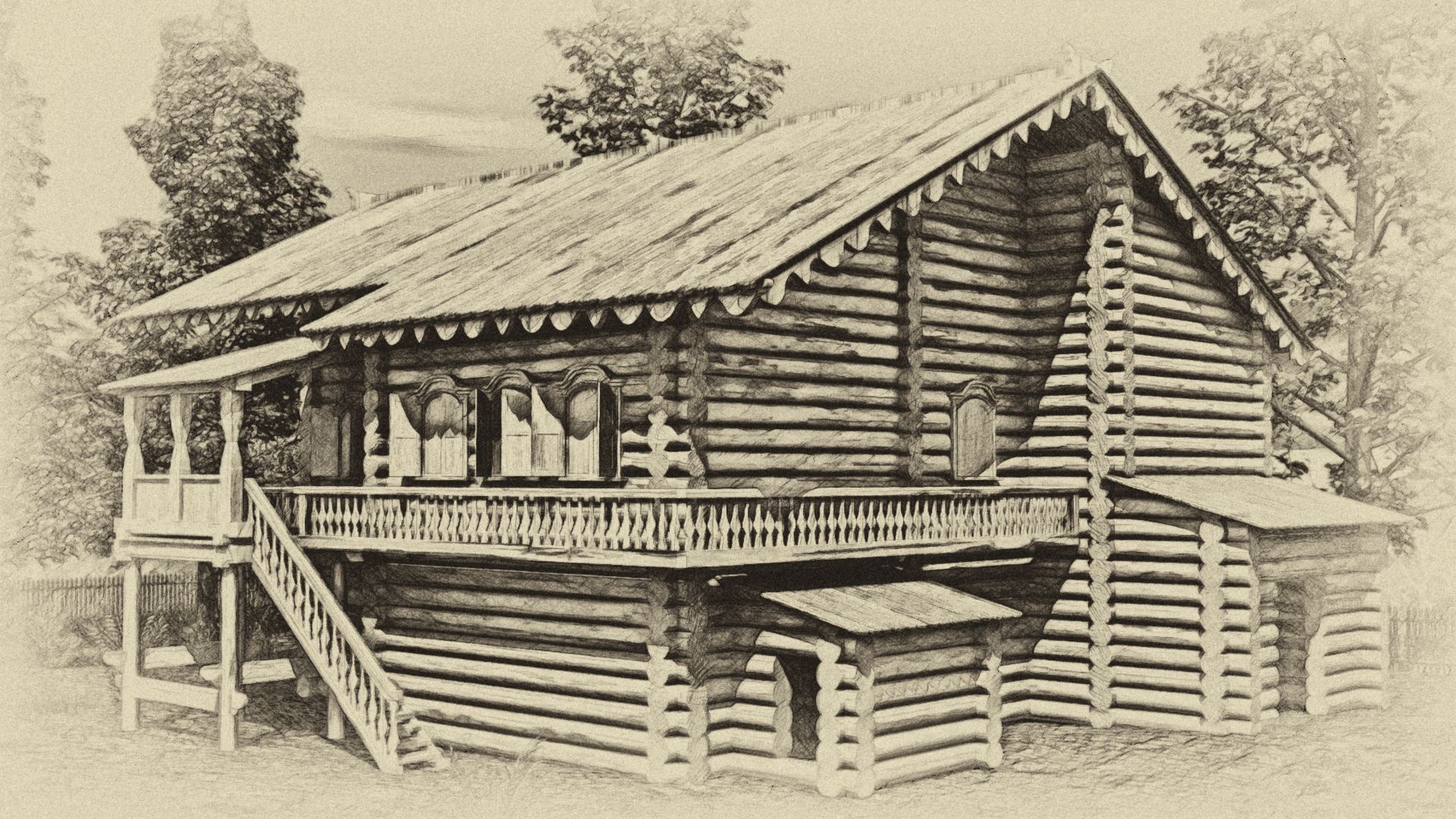 昔のログハウス